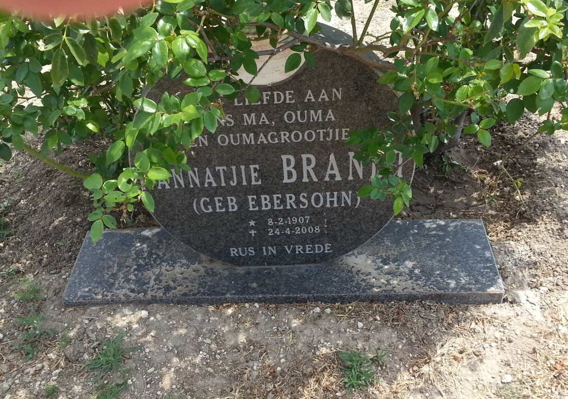 BRANDT Annatjie nee EBERSOHN 1907-2008