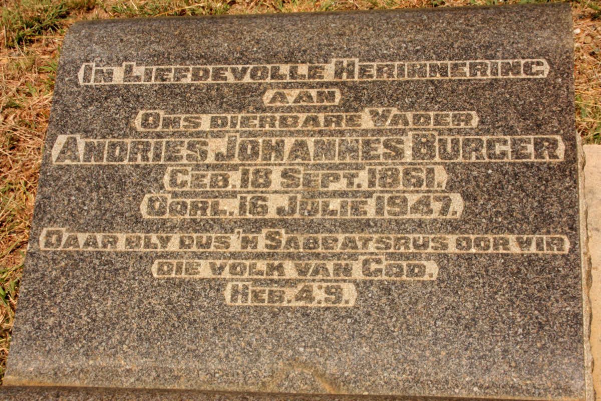 BURGER Andries Johannes 1861-1947