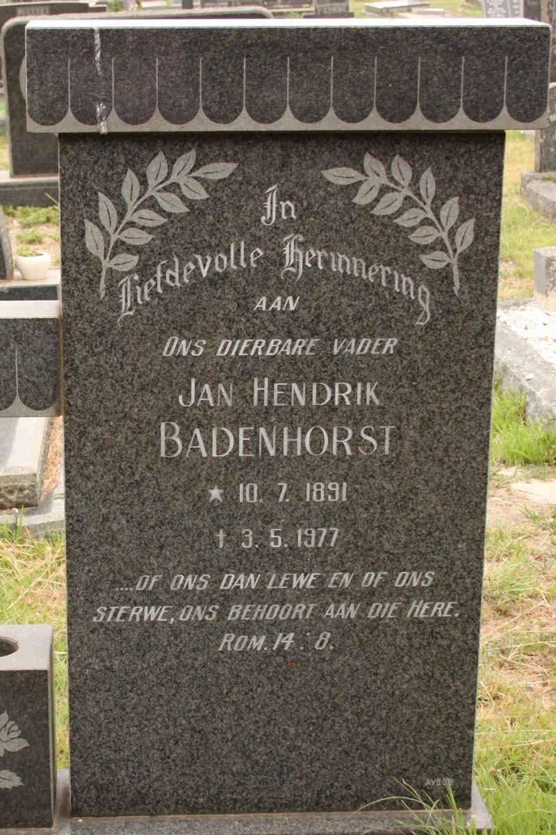 BADENHORST Jan Hendrik 1891-1977