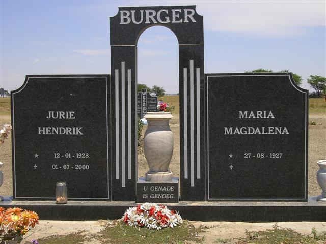 BURGER Jurie Hendrik 1928-2000 &amp; Maria Magdalena 1927-