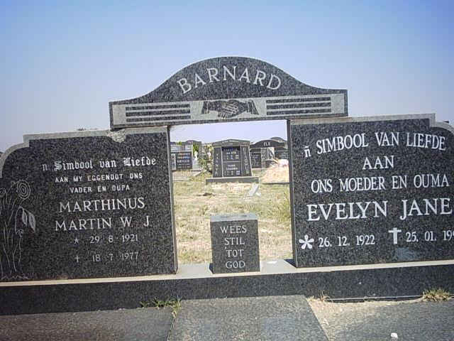 BARNARD Marthinus Martin W.J. 1921-1977 &amp; Evelyn Jane 1922-1998
