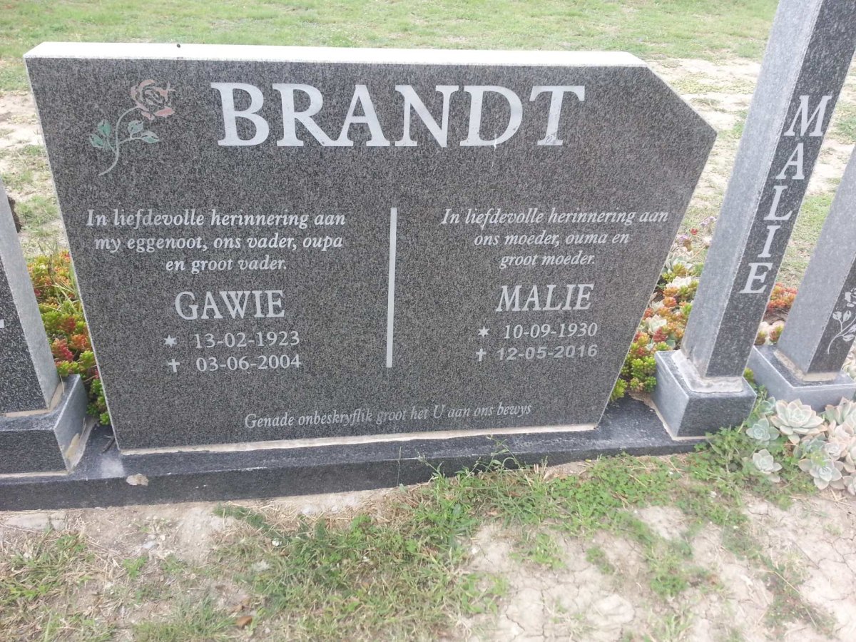 BRANDT Gawie 1923-2004 &amp; Malie 1930-2016