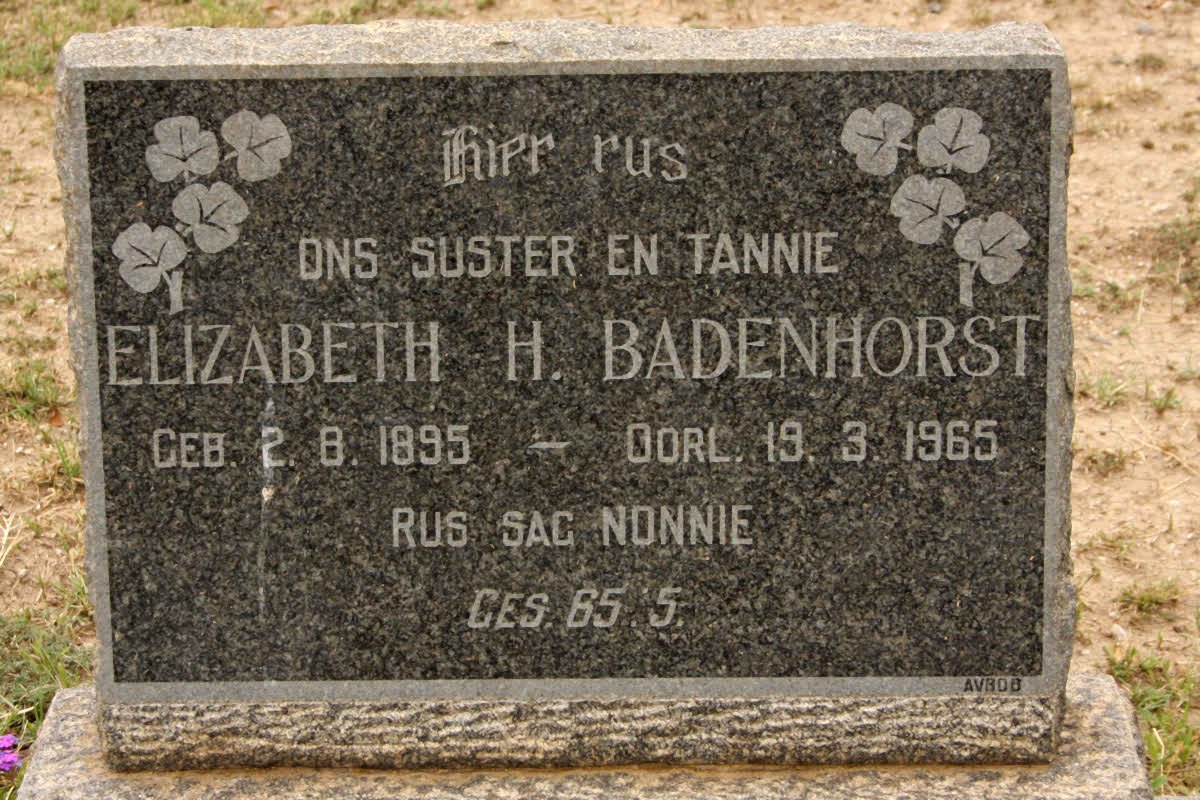 BADENHORST Elizabeth H. 1895-1965