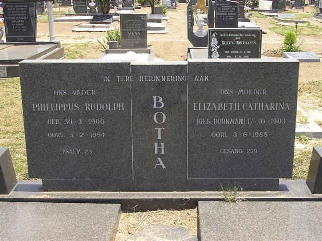 BOTHA Phillippus Rudolph 1900-1984 &amp; Elizabeth Catharina BORNMAN 1903-1988