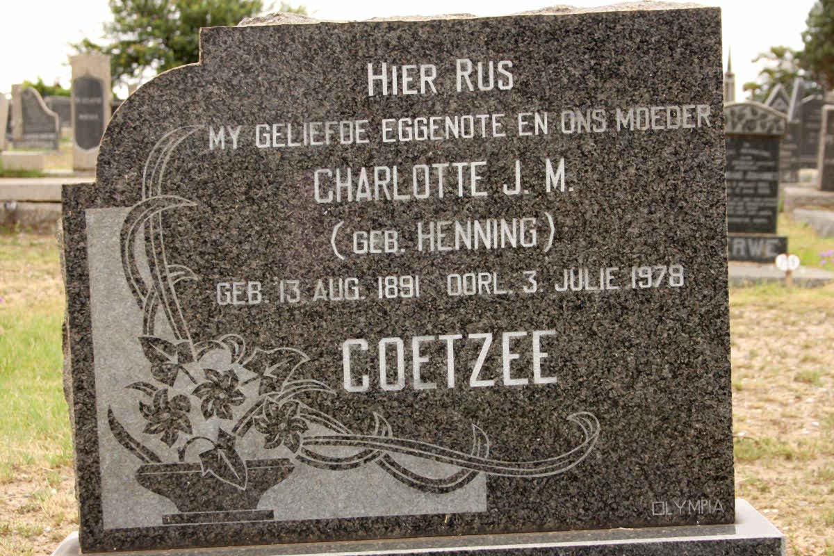 COETZEE Charlotte J.M. nee HENNING 1891-1978