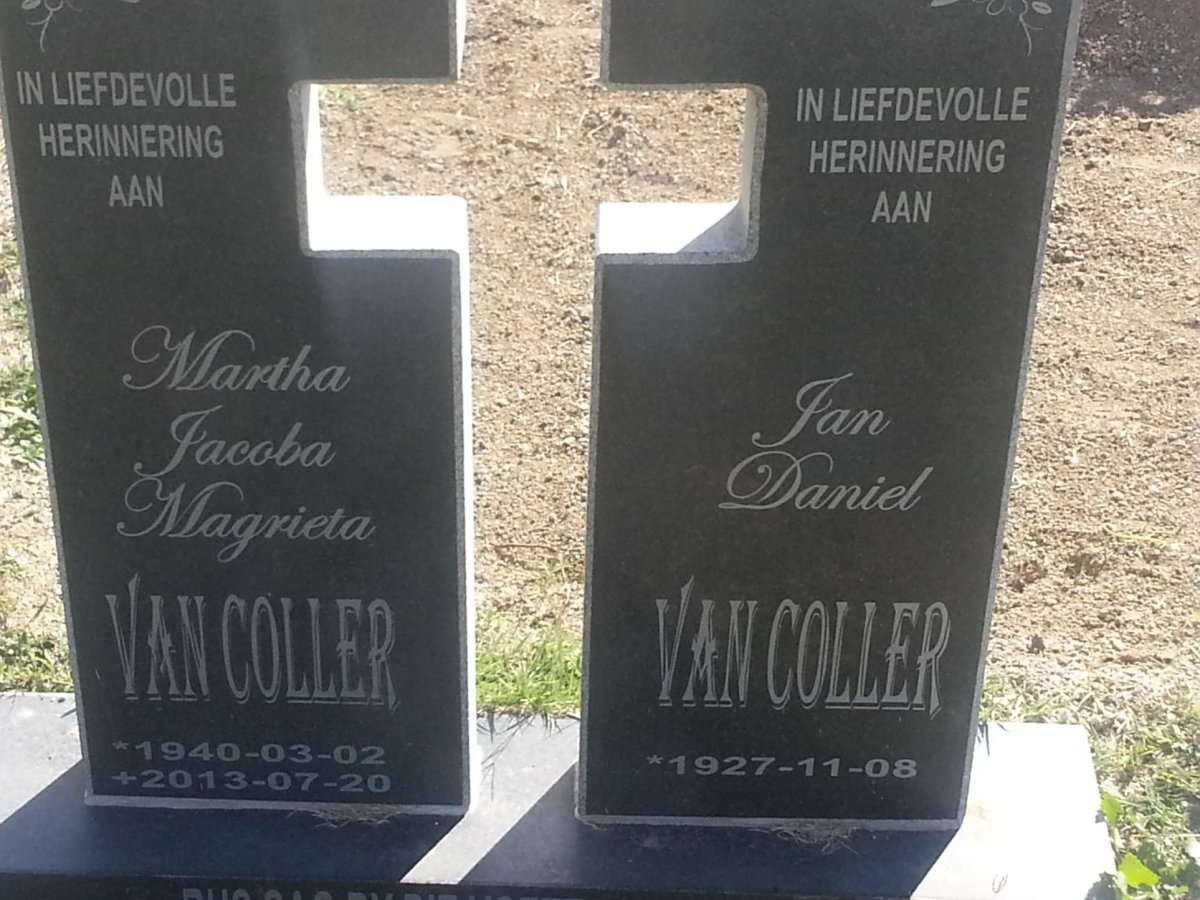 COLLER Jan Daniel, van 1927- &amp; Martha Jacoba Magrieta 1940-2013