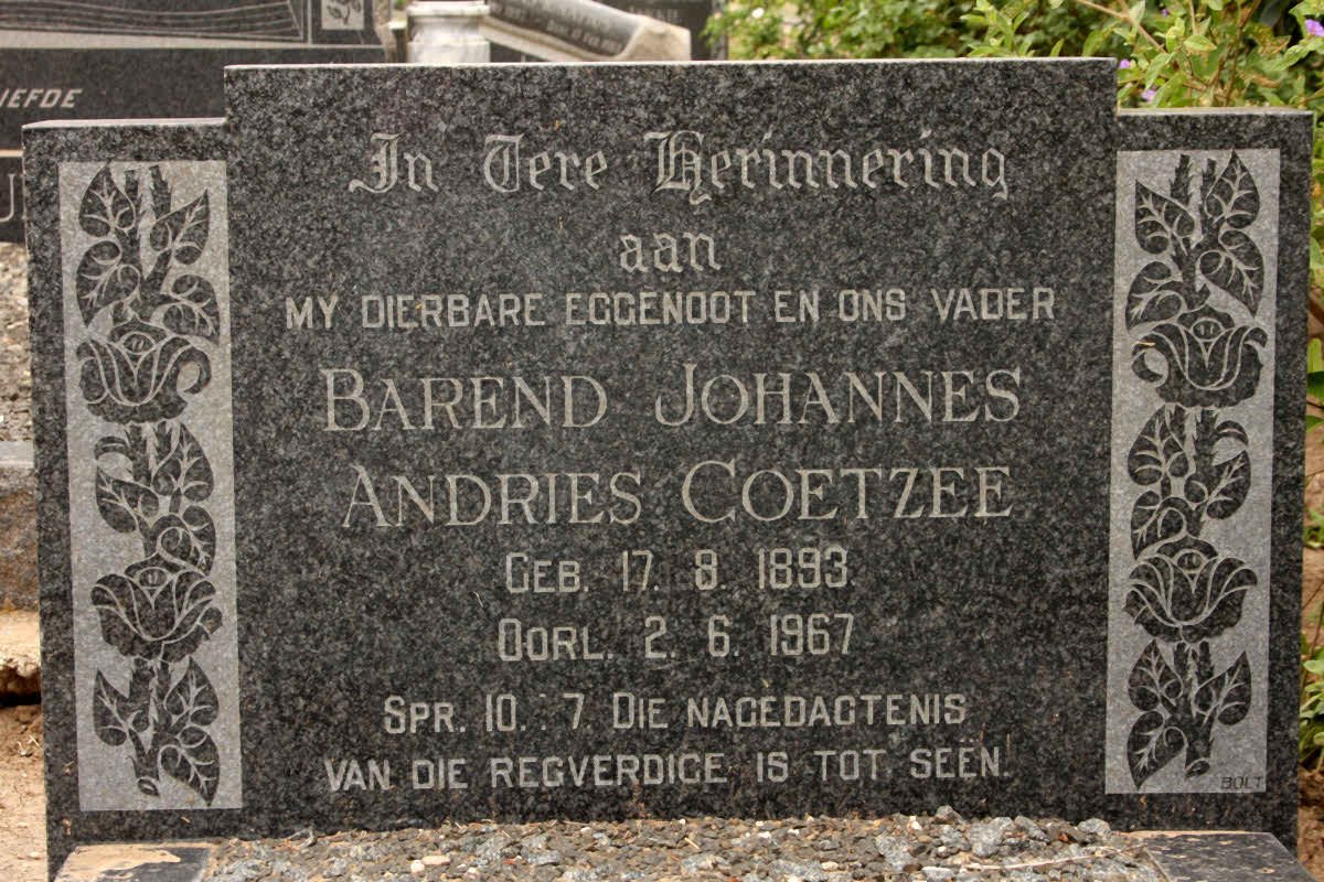 COETZEE Barend Johannes Andries 1893-1967