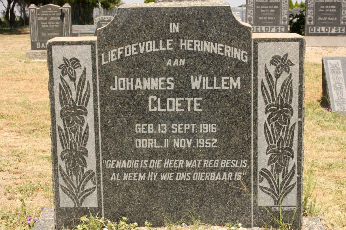CLOETE Johannes Willem 1916-1952