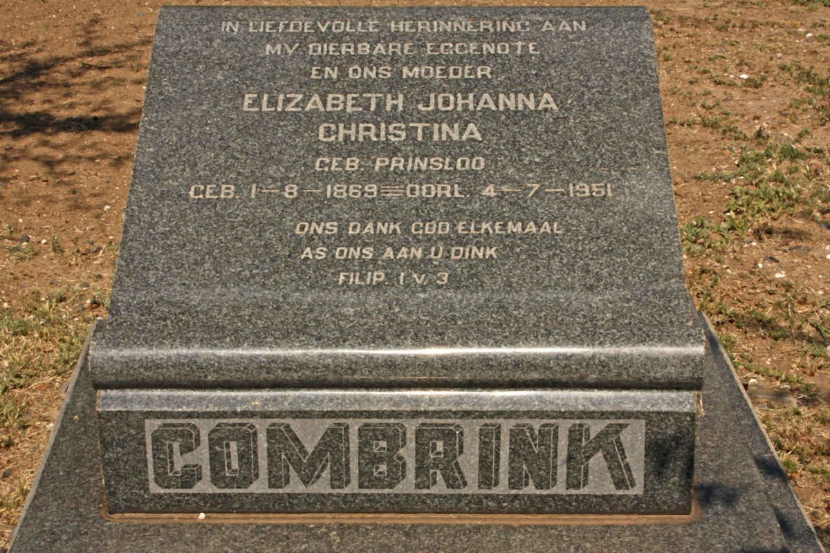 COMBRINK Elizabeth Johanna Christina nee PRINSLOO 1869-1951