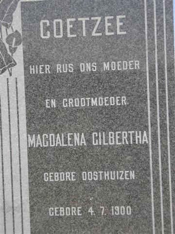 COETZEE Magdalena Gilbertha nee OOSTHUIZEN 1900-