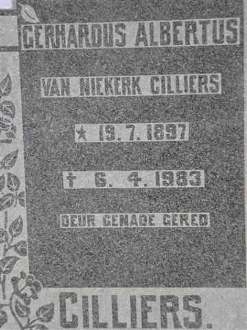 CILLIERS Gerhardus Albertus Van Niekerk 1897-1983