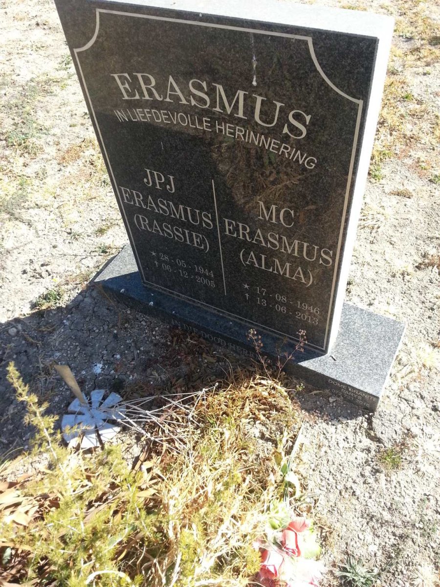 ERASMUS J.P.J. 1944-2005 &amp; M.C. 1946-2013