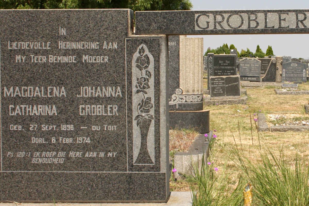 GROBLER Magdalena Johanna Catharina nee DU TOIT 1896-1974
