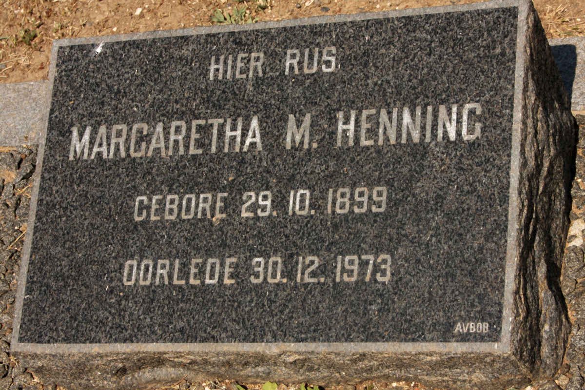 HENNING Margaretha M. 1899-1973