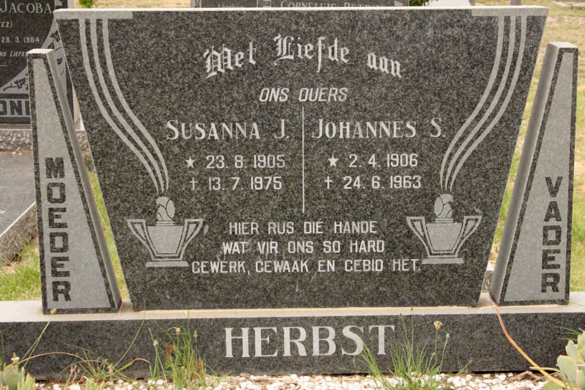 HERBST Johannes S. 1906-1963 &amp; Susanna J. 1905-1975