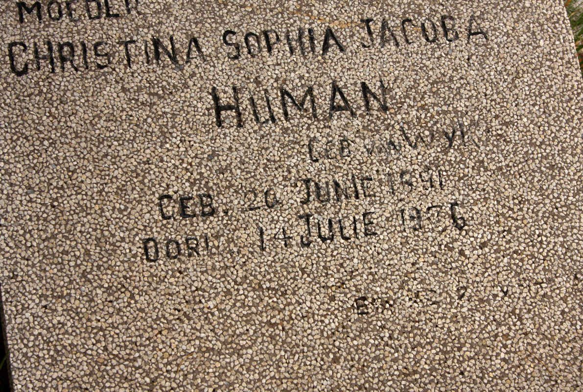 HUMAN Christina Sophia Jacoba nee VAN WYK 1891-19?6