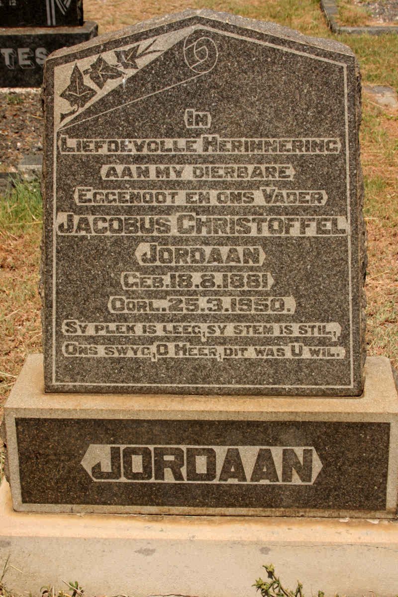 JORDAAN Jacobus Christoffel 1881-1950