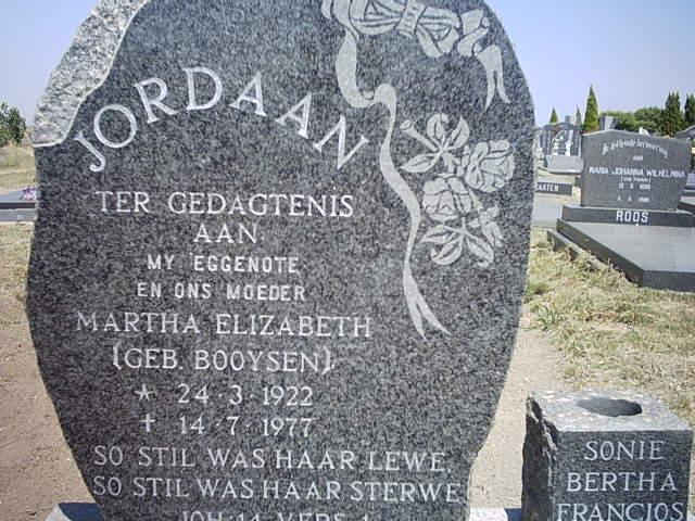 JORDAAN Martha Elizabeth nee BOOYSEN 1922-1977