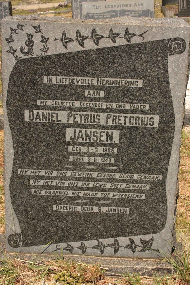 JANSEN Daniel Petrus Pretorius 1885-1948