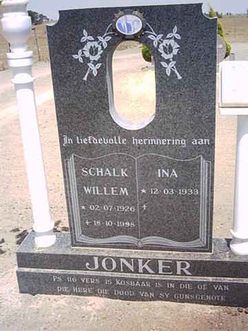 JONKER Schalk Willem 1926-1998 &amp; Ina 1933-