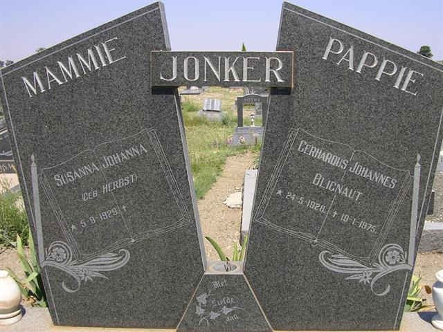 JONKER Gerhardus Johannes Blignaut 1928-1975 &amp; Susanna Johanna HERBST 1929-??
