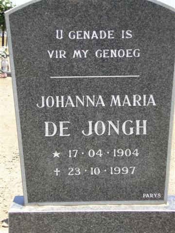 JONGH Johanna Maria, de 1904-1997