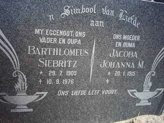 JONGH Barthlomeus Siebritz, de 1905-1976 &amp; Jacoba Johanna M. 1915-