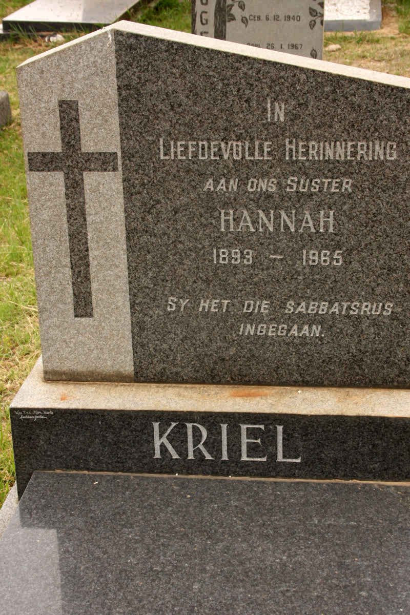 KRIEL Hannah 1893-1965