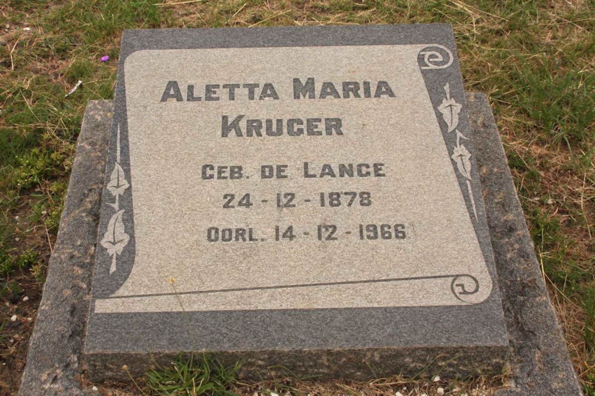 KRUGER Aletta Maria nee DE LANGE 1878-1966