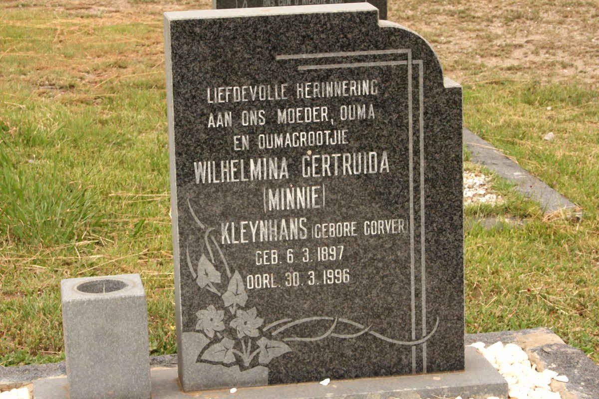 KLEYNHANS Wilhelmina Gertruida nee GORVER 1897-1996