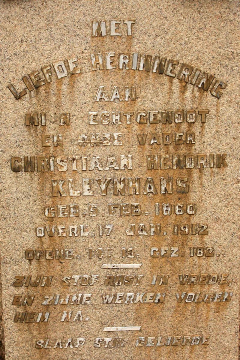 KLEYNHANS Christiaan Hendrik 1860-1912