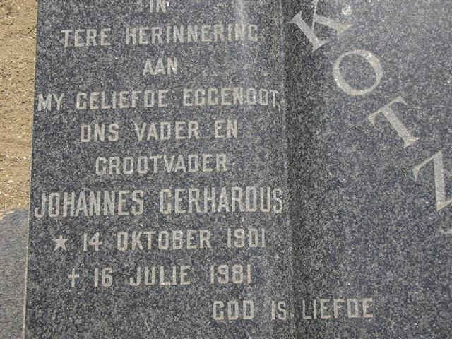 KOTZE Johannes Gerhardus 1901-1981