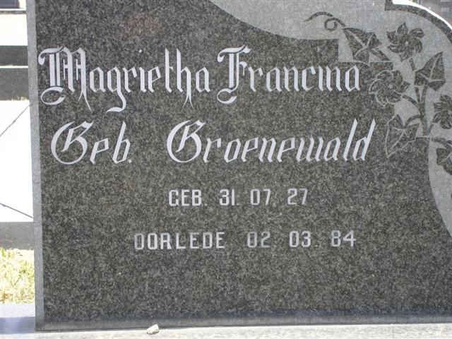 LEIBBRANDT Magrietha Francina nee GROENEWALD 1927-1984
