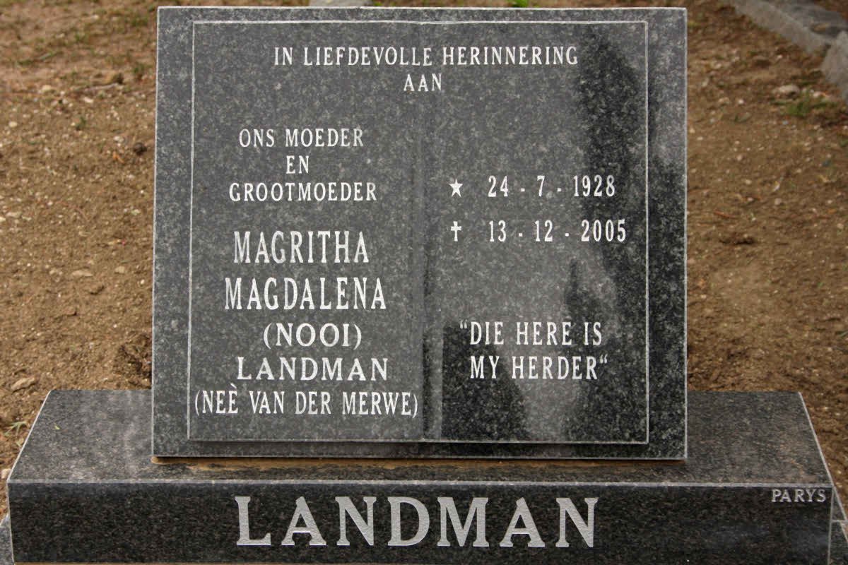 LANDMAN Magritha Magdalena nee VAN DER MERWE 1928-2005