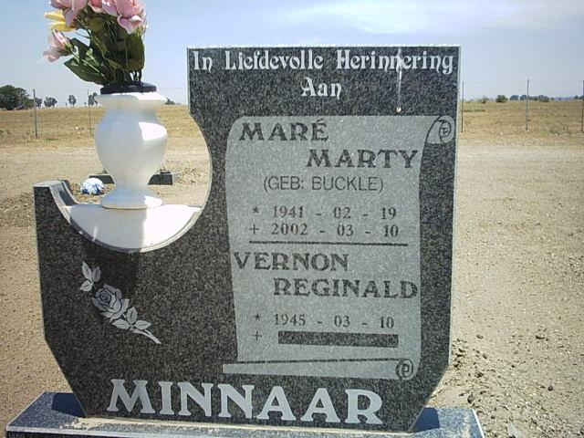 MINNAAR Vernon Reginald 1945- &amp; Mare Marty BUCKLE 1941-2002