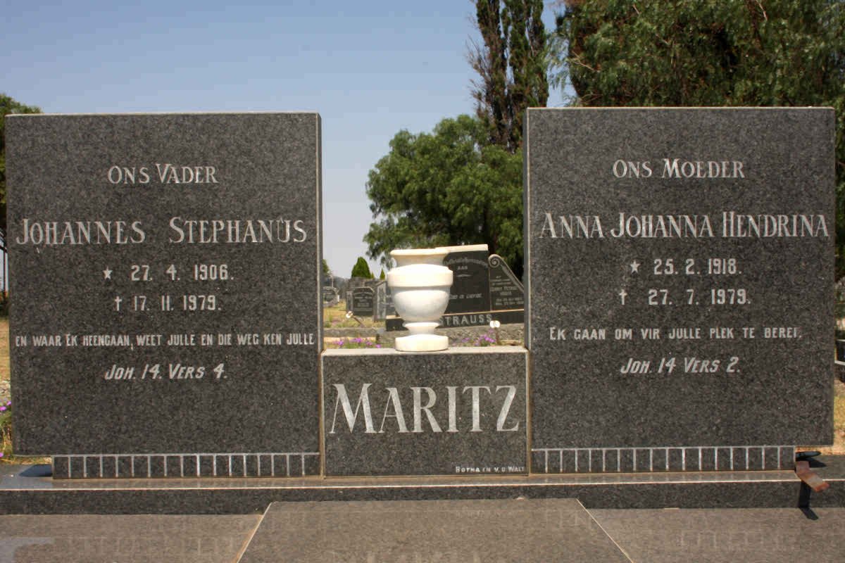 MARITZ Johannes Stephanus 1906-1979 &amp; Anna Johanna Hendrina 1918-1979