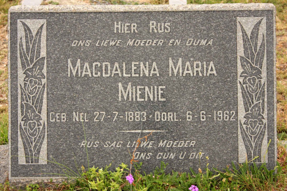 MIENIE Magdalena Maria nee NEL 1833-1962