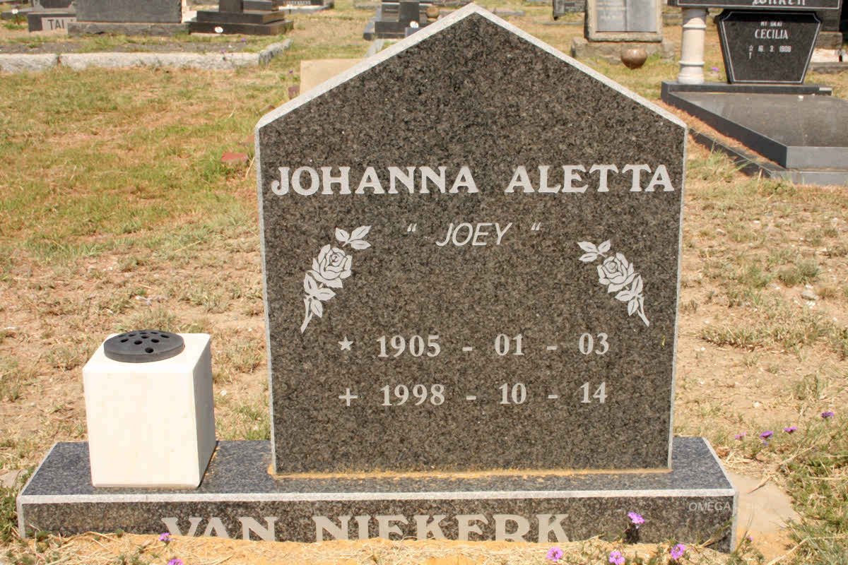 NIEKERK Johanna Aletta, van 1905-1998