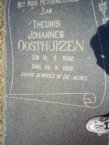 OOSTHUIZEN Theunis Johannes 1892-1985