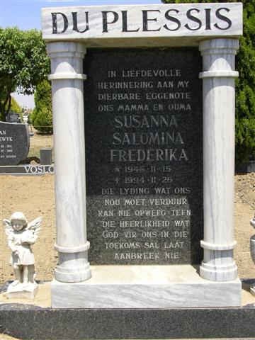 PLESSIS Susanna Salomina Frederika, du 1946-1994