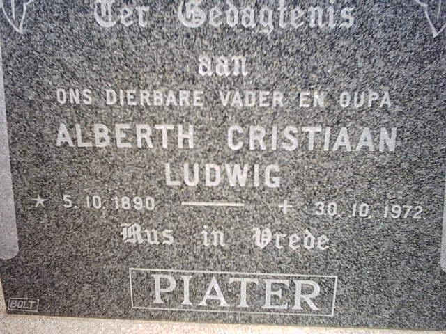 PIATER Albert Cristiaan Ludwig 1890-1972