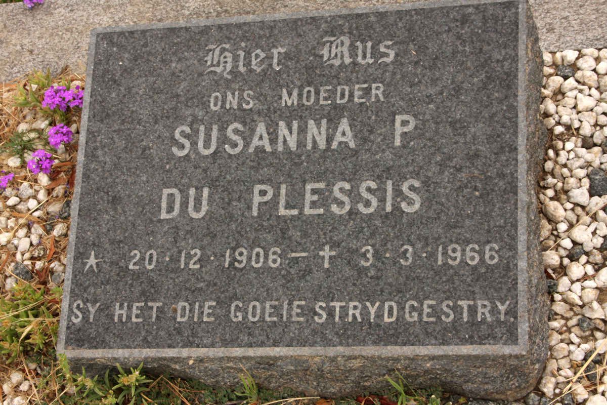 PLESSIS Susanna P., du 1906-1966