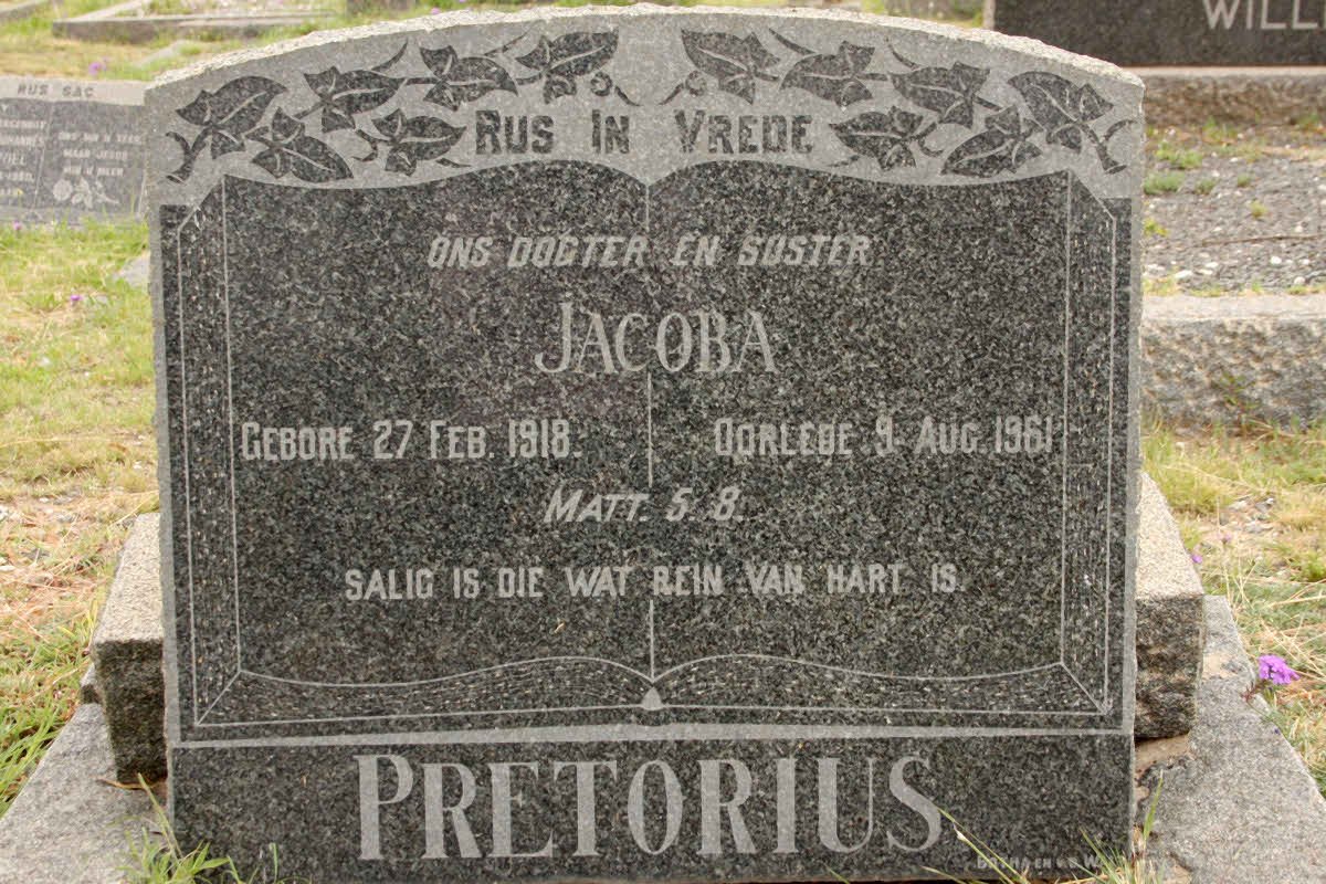 PRETORIUS Jacoba 1918-1961