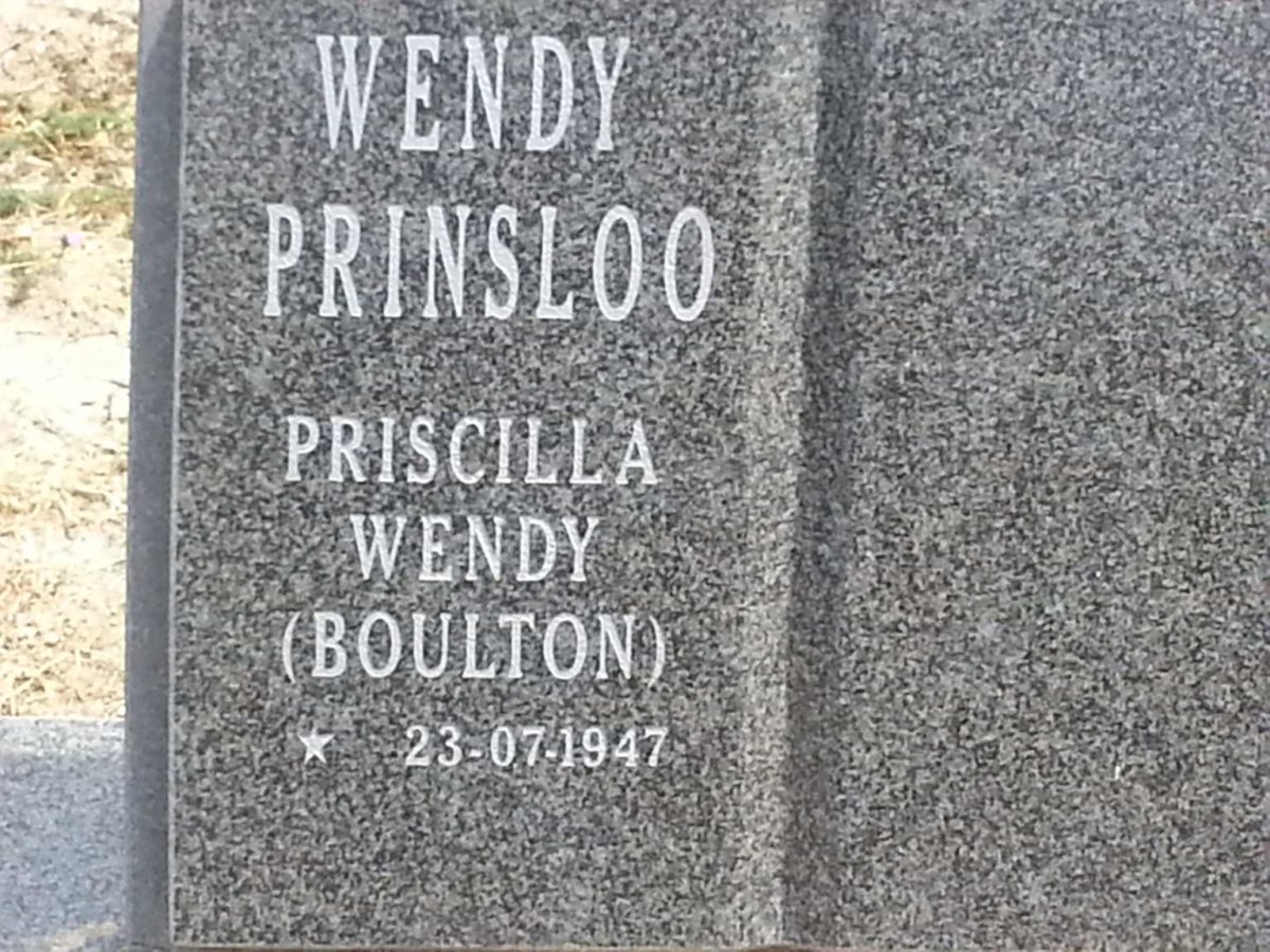 PRINSLOO Priscilla Wendy nee BOULTON 1947-