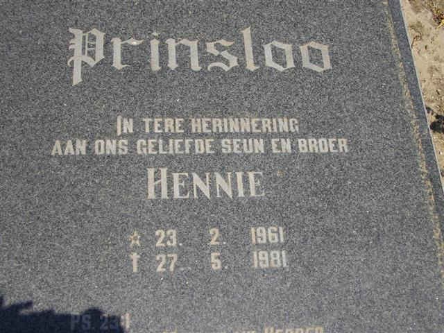PRINSLOO Hennie 1961-1981