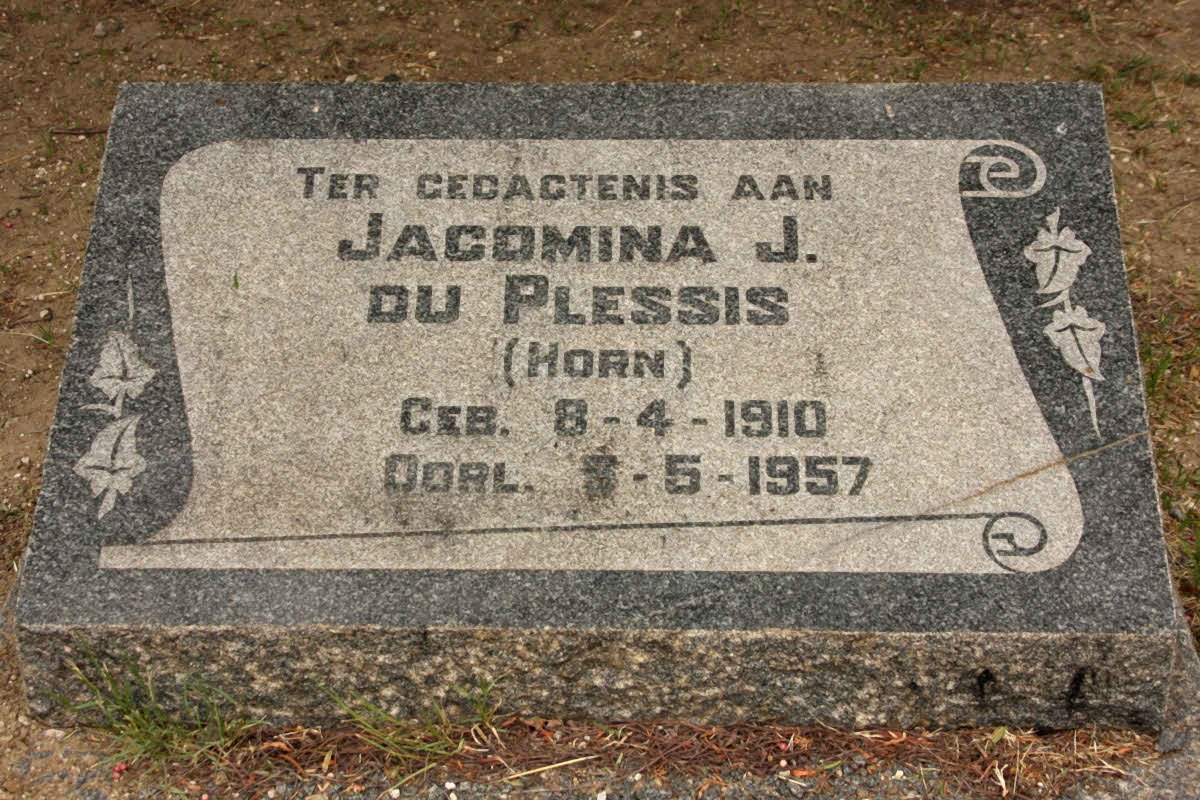 PLESSIS Jacomina J., du nee HORN 1910-1957