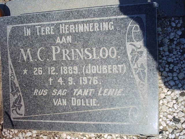 PRINSLOO M.C. nee JOUBERT 1899-1976