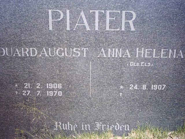 PIATER Eduard August 1906-1970 &amp; Anna Helena ELS 1907-