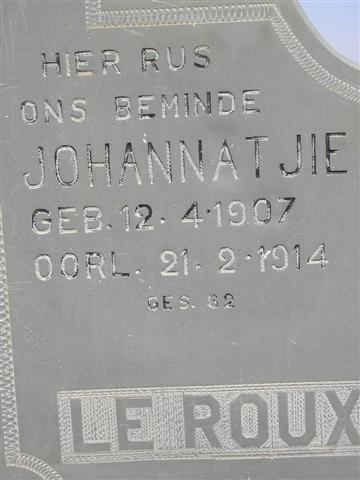 ROUX Johannatjie, le 1907-1914
