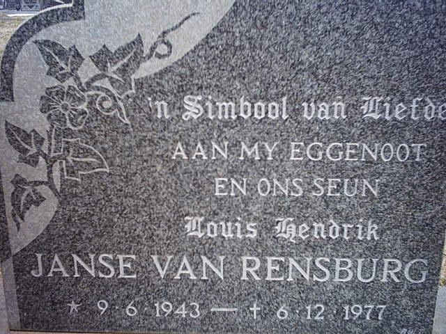 RENSBURG Louis Hendrik, Janse van 1943-1977